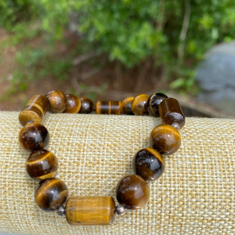 Brown Stone Beaded Bracelet - Picture 1 of 5